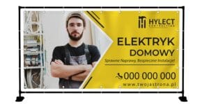 BANER PREMIUM - ELEKTRYK - USŁUGI ELEKTRYCZNE - 200X100 CM - SUPER JAKOŚĆ!