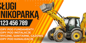 Baner reklamowy mini-koparka usługi 200x100 cm