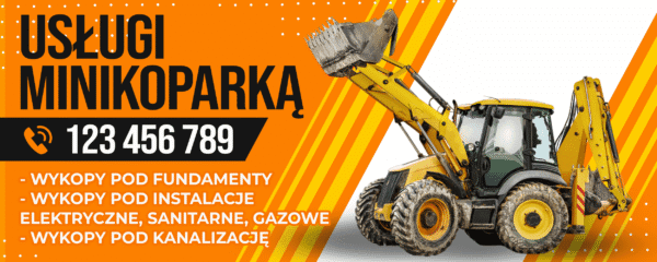 Baner reklamowy mini-koparka usługi 200x100 cm
