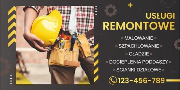 BANER PREMIUM - USŁUGI REMONTOWE - 200X100 CM - SUPER JAKOŚĆ!