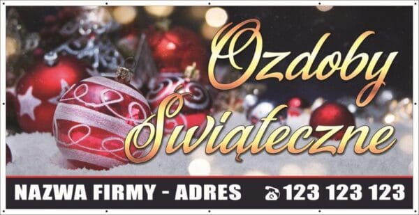 Baner Reklamowy 2 x 1 m - Ozdoby świąteczne - Baner Premium - Mocny - Niezrównana Trwałość oraz Jakość !