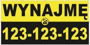 Baner Reklamowy 2 x 1 m -Wynajmę- Baner Premium - Mocny !