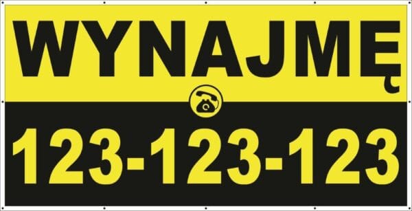 Baner Reklamowy 2 x 1 m -Wynajmę- Baner Premium - Mocny !