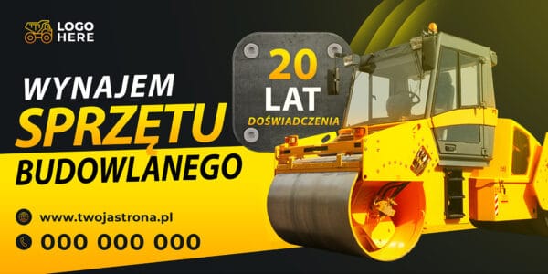 BANER PREMIUM - WYNAJEM SPRZĘTU BUDOWLANEGO - 200X100 CM - SUPER JAKOŚĆ!