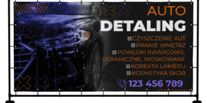 BANER REKLAMOWY AUTO DETALING 200X100 CM SUPER JAKOŚĆ