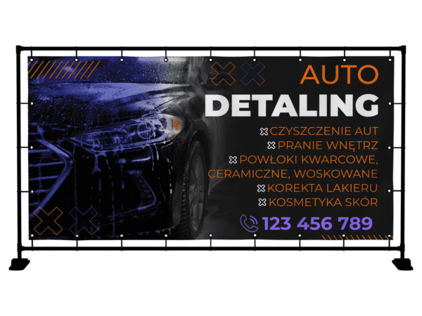 BANER REKLAMOWY AUTO DETALING 200X100 CM SUPER JAKOŚĆ