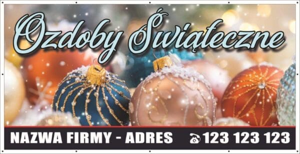 Baner Reklamowy 2 x 1 m - Ozdoby świąteczne - Baner Premium - Mocny - Niezrównana Trwałość oraz Jakość !
