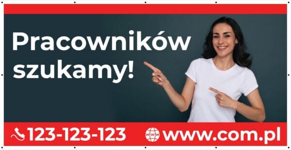 Baner Reklamowy 2 x 1 m - Zatrudnię Pracownika - Baner Premium - Mocny !