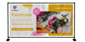BANER PREMIUM - KWIATOWE ARANŻACJE - KWIACIARNIA - 200X100 CM - SUPER JAKOŚĆ!