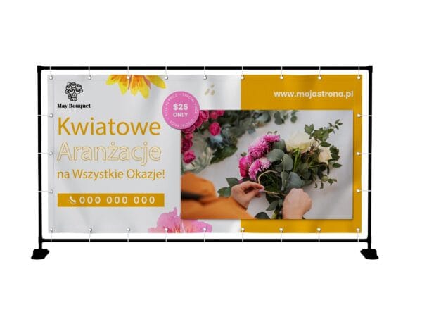 BANER PREMIUM - KWIATOWE ARANŻACJE - KWIACIARNIA - 200X100 CM - SUPER JAKOŚĆ!