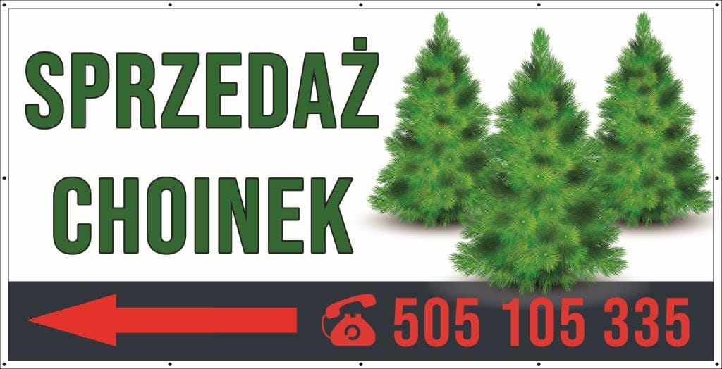 Baner Reklamowy 2 x 1 m - Sprzedaż Choinek - Baner Premium - Mocny !