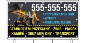 Baner Reklamowy 2 x 1 m -Koparka- Baner Premium - Mocny !