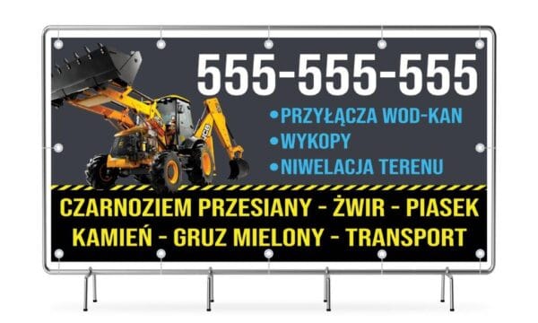 Baner Reklamowy 2 x 1 m -Koparka- Baner Premium - Mocny !