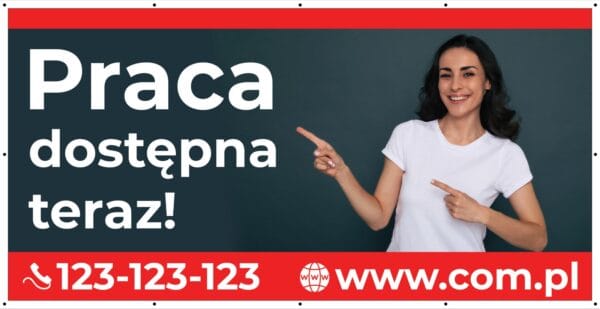 Baner Reklamowy 2 x 1 m - Zatrudnię Pracownika - Baner Premium - Mocny !
