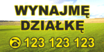 BANER REKLAMOWY - WYNAJMĘ DZIAŁKĘ WZ.3 - 200x100 cm