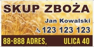 Baner Reklamowy 2 x 1 m -Skup Zboża- Baner Premium - Mocny !