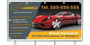 Baner Reklamowy 2 x 1 m -Mechanika Pojazdowa- Baner Premium - Mocny !