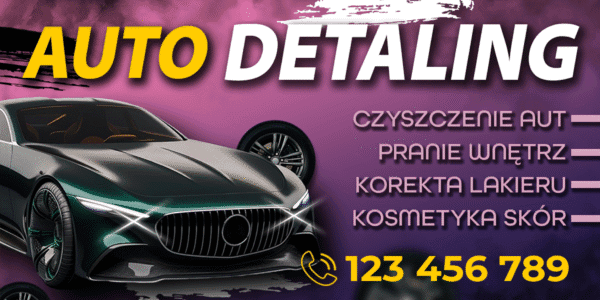 BANER REKLAMOWY AUTO DETALING 200X100 CM SUPER JAKOŚĆ!!
