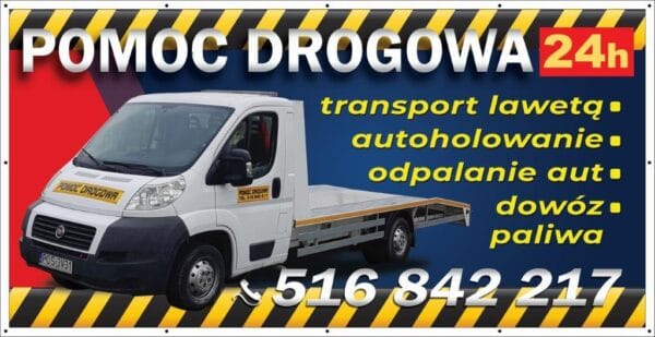 Baner Reklamowy 2 x 1 m -Pomoc Drogowa- Baner Premium - Mocny !