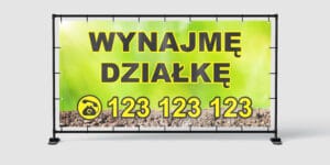 BANER REKLAMOWY - WYNAJMĘ DZIAŁKĘ WZ.2 - 200X100 CM