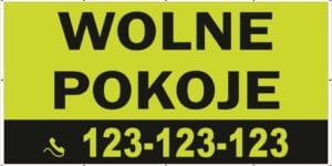 Baner Reklamowy 2 x 1 m -Pokoje do wynajęcia- Baner Premium - Mocny !