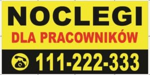 Baner Reklamowy 2 x 1 m -Noclegi- Baner Premium - Mocny !