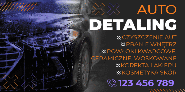 BANER REKLAMOWY AUTO DETALING 200X100 CM SUPER JAKOŚĆ