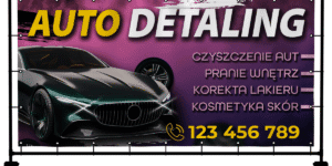 BANER REKLAMOWY AUTO DETALING 200X100 CM SUPER JAKOŚĆ!!