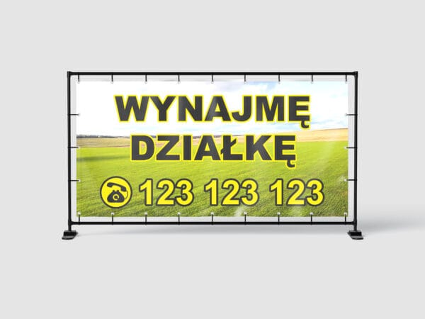 BANER REKLAMOWY - WYNAJMĘ DZIAŁKĘ WZ.3 - 200x100 cm
