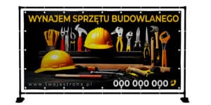 BANER PREMIUM - WYNAJEM SPRZĘTU BUDOWLANEGO - 200X100 CM - SUPER JAKOŚĆ!
