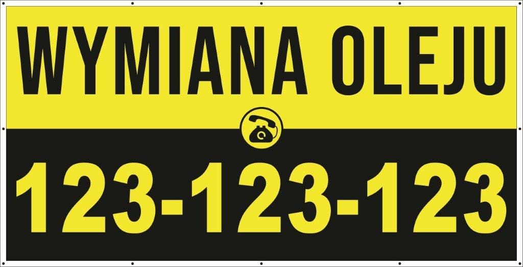 Baner Reklamowy 2 x 1 m - Wymiana Oleju Samochodowego - Baner Premium - Mocny !