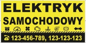 Baner Reklamowy 2 x 1 m -Elektryk Samochodowy- Baner Premium - Mocny !