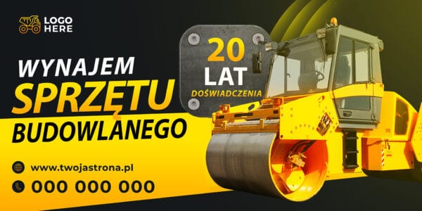 BANER PREMIUM - WYNAJEM SPRZĘTU BUDOWLANEGO - 200X100 CM - SUPER JAKOŚĆ!