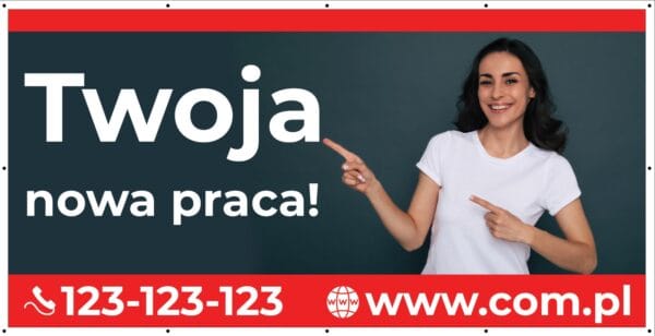Baner Reklamowy 2 x 1 m - Zatrudnię Pracownika - Baner Premium - Mocny !