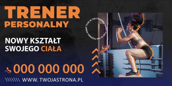 BANER PREMIUM - TRENER PERSONALNY - 200X100 CM - SUPER JAKOŚĆ!