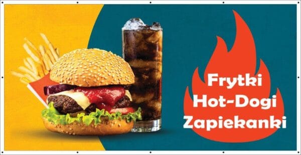 Baner Reklamowy 2 x 1 m -Frytki Zapiekanki Hamburgery - Baner Premium - Mocny !
