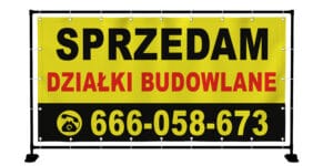 BANER PREMIUM - SPRZEDAM DZIAŁKI BUDOWLANE - 200X100 CM - SUPER JAKOŚĆ!