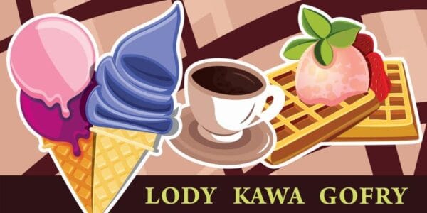 Baner Reklamowy 2 x 1 m -Lody Kawa Gofry- Baner Premium - Mocny !