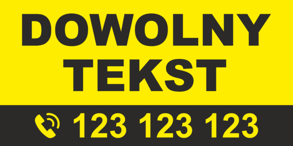 BANER REKLAMOWY - DOWOLNY TEKST - ŻÓŁ  -200X100 CM - SUPER JAKOŚĆ